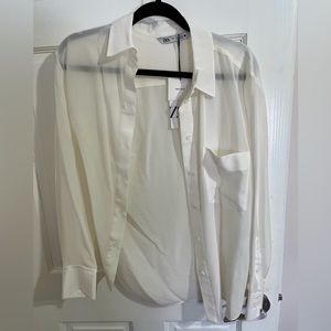 Brand NEW Never worn Zara 100% Silk White Button Down Shirt